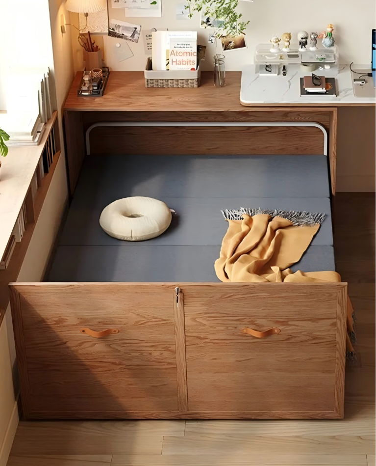 Multi-functional Foldable Hidden Bed | Pull-out Space-Saving Folding Bed for Study or Office