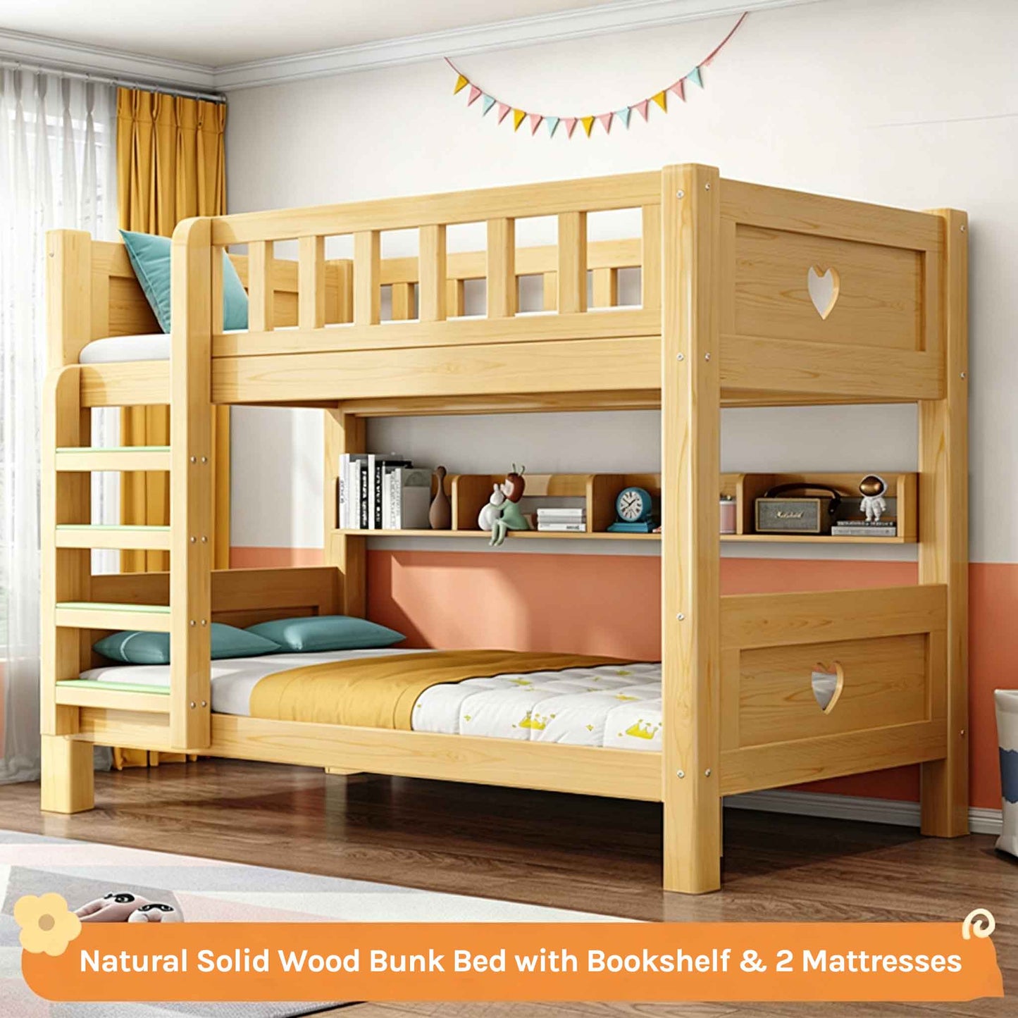 Sturdy Double-Decker Bunk Bed for Kids & Teens