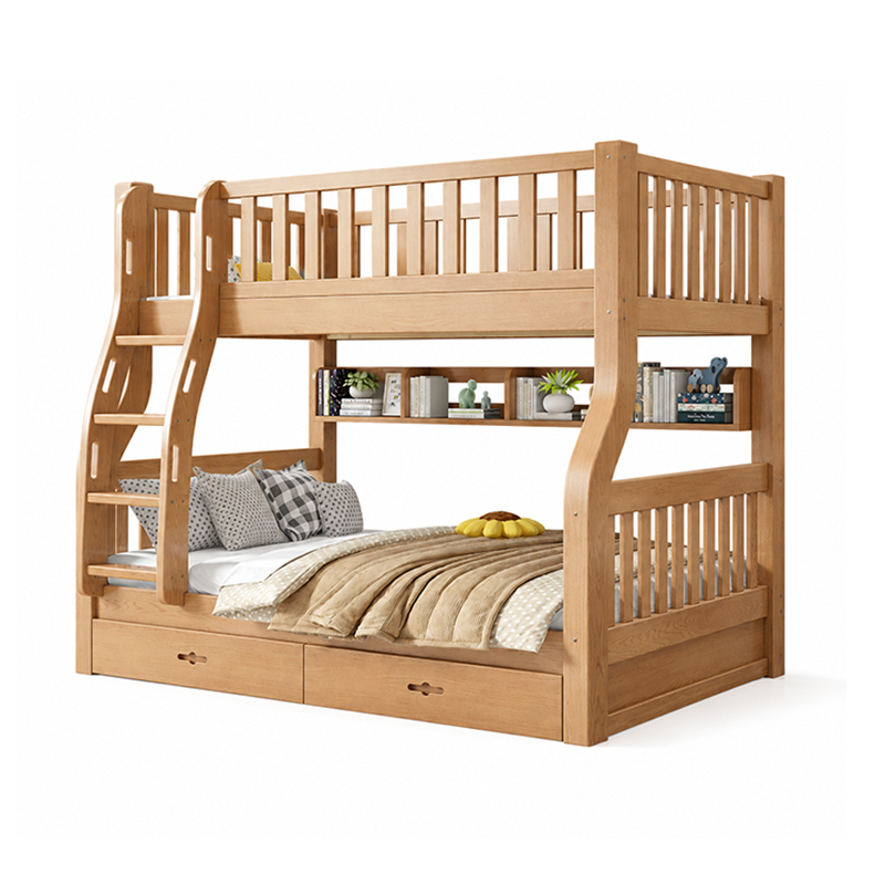Solid Rubberwood Bunk Bed for Shared Bedrooms and Compact Living Spaces