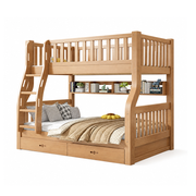 Solid Rubberwood Bunk Bed for Shared Bedrooms and Compact Living Spaces