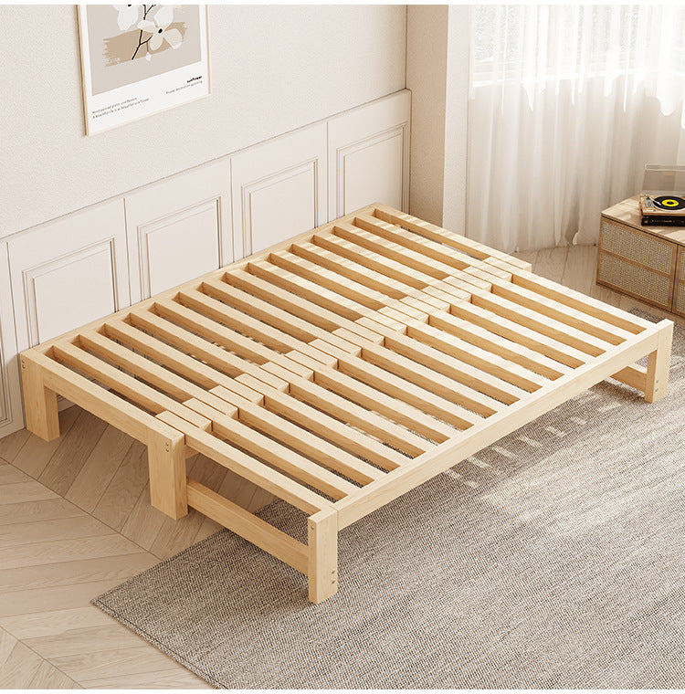 Modern Solid Wood Pull-Out Extendable Bed for Compact Living Spaces