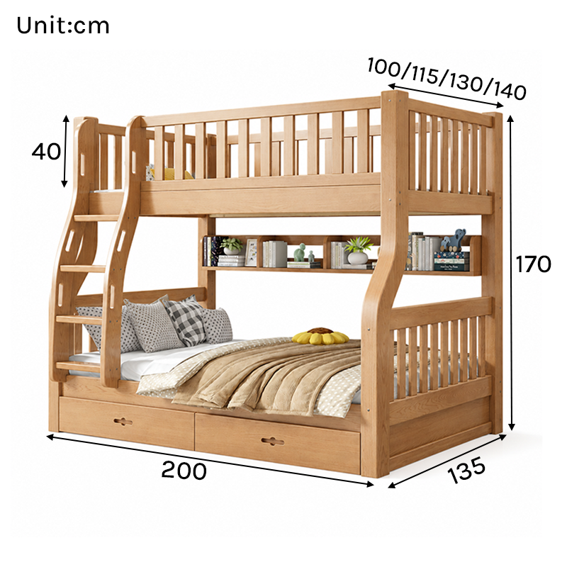 Solid Rubberwood Bunk Bed for Shared Bedrooms and Compact Living Spaces
