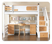 Space-Saving Timber Loft Bed with Integrated Desk & Wardrobe - Premium All-in-One Bedroom Suite