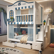 Kids Loft Bed with Stair Cabinet & Storage Wardrobe | Space-Saving Study Bed Combo