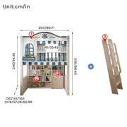 Kids Loft Bed with Ladder & Storage Wardrobe | Space-Saving Study Bed Combo
