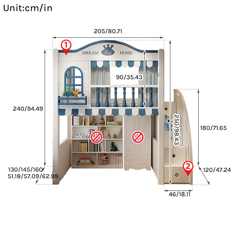 Kids Loft Bed with Stair Cabinet & Storage Wardrobe | Space-Saving Study Bed Combo