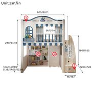 Kids Loft Bed with Stair Cabinet & Storage Wardrobe | Space-Saving Study Bed Combo