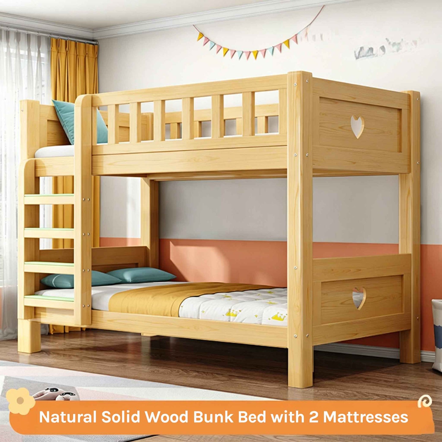 Sturdy Double-Decker Bunk Bed for Kids & Teens