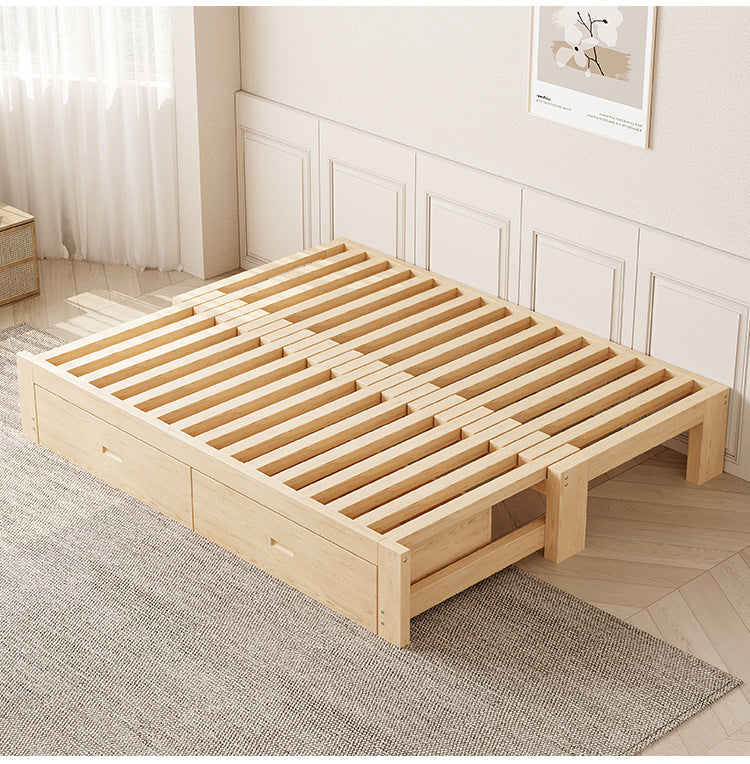 Modern Solid Wood Pull-Out Extendable Bed for Compact Living Spaces