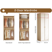 0.8m Modular Wardrobe - Versatile White Closet with Optional Top Cabinets Dimensional Drawing