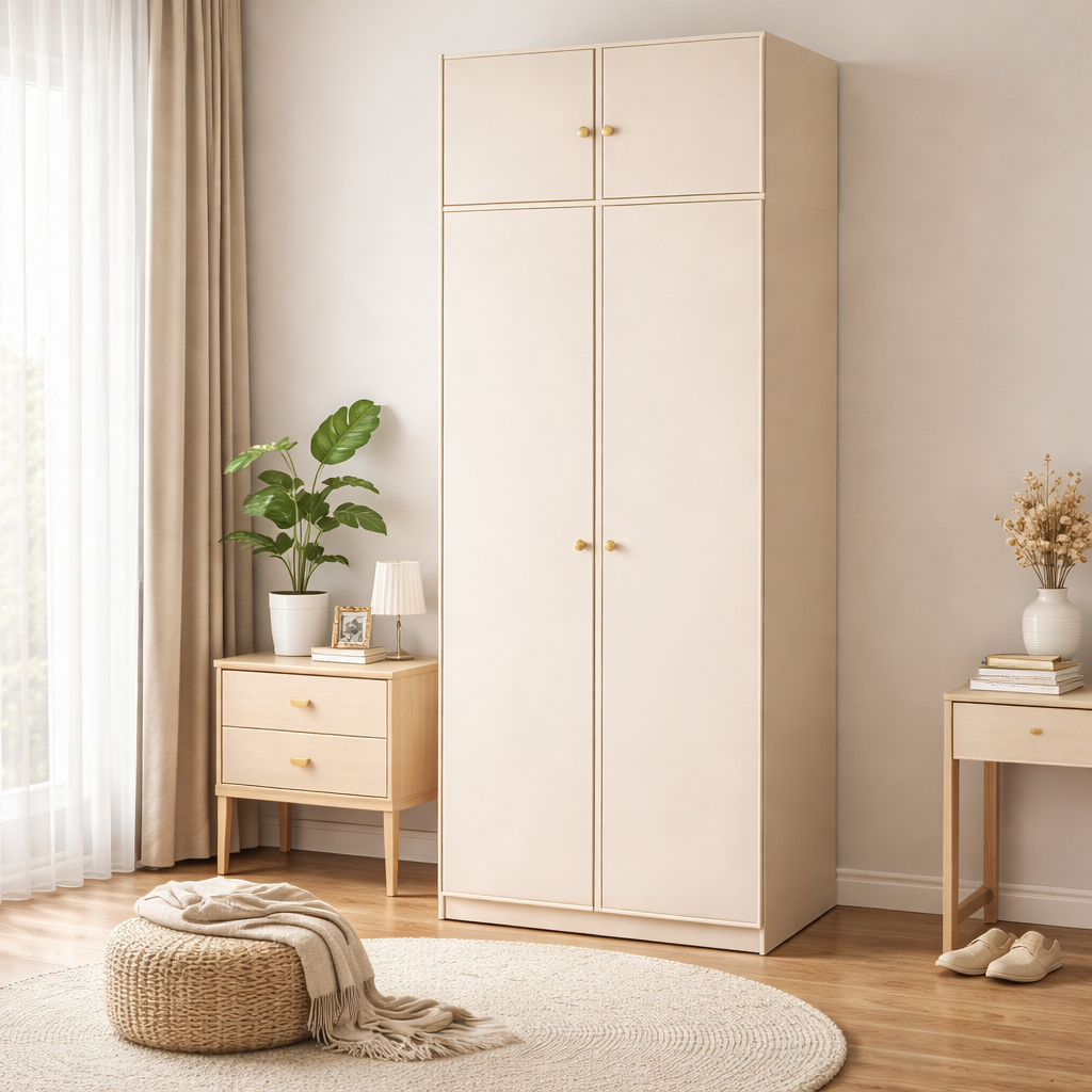 0.8m Modular Wardrobe - Versatile White Closet with Optional Top Cabinets