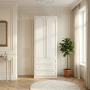 0.8m Compact Bedroom Wardrobe  -Narrow French Cream Style Closet