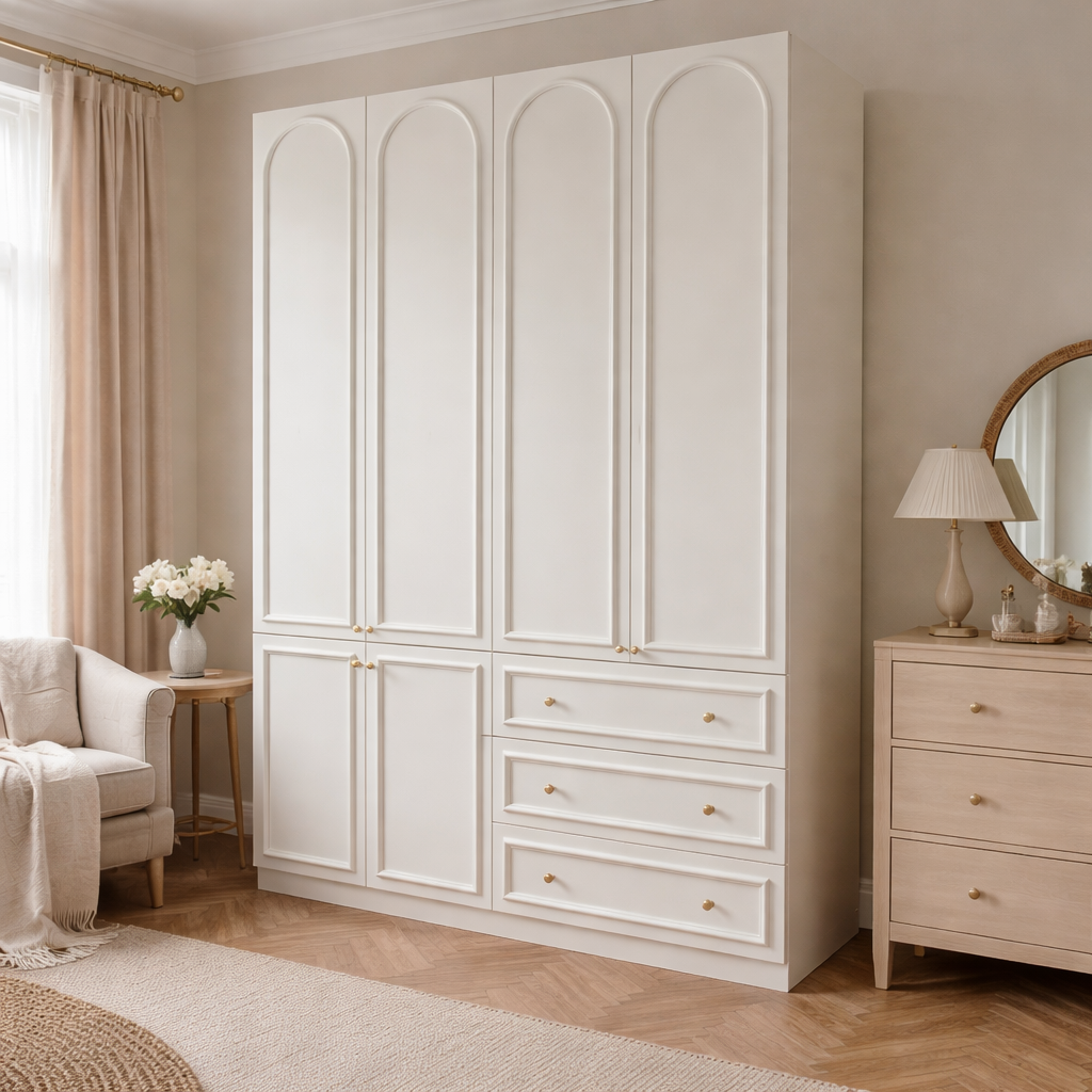 1.6m Master Bedroom Wardrobe - Grand French Cream Style Oversized Closet