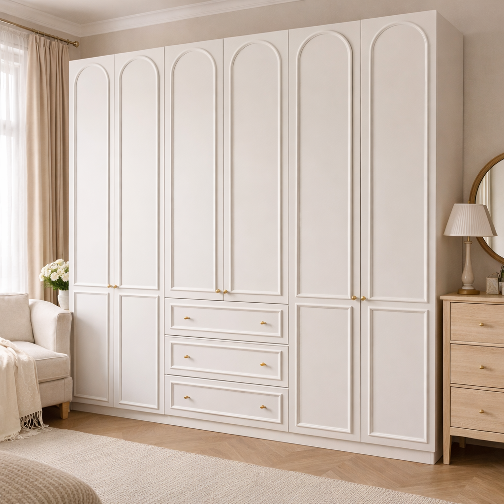 2.4m Bedroom Wardrobe System - French Cream Style 2.4m Full-Wall Closet