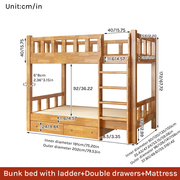 Solid Wood Space-Saving Bunk Bed for Adults & Dorms