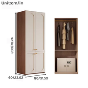 Louvre  Series -  0.8m Compact Bedroom Wardrobe - Narrow French Cream Style Closet