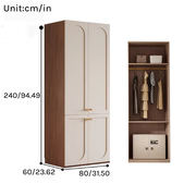 Louvre  Series -  0.8m Compact Bedroom Wardrobe - Narrow French Cream Style Closet