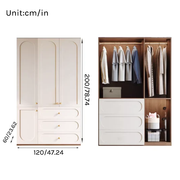 Louvre  Series - 1.2m Bedroom Wardrobe - French Cream Style Large Freestanding Closet