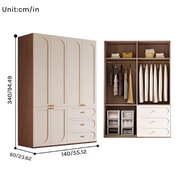 Louvre  Series - 1.4m Bedroom Wardrobe - French Cream Style Extra Wide Family Closet