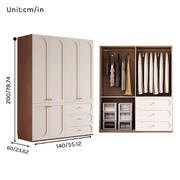 Louvre  Series - 1.4m Bedroom Wardrobe - French Cream Style Extra Wide Family Closet