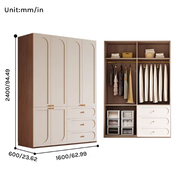 Louvre  Series - 1600mm Master Bedroom Wardrobe - Grand French Cream Style Oversized Closet