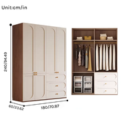 Louvre  Series - 1.8m Master Bedroom Wardrobe - Grand French Cream Style Extra Large Closet