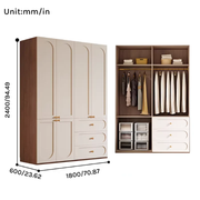 Louvre  Series - 1800mm Master Bedroom Wardrobe - Grand French Cream Style Extra Large Closet