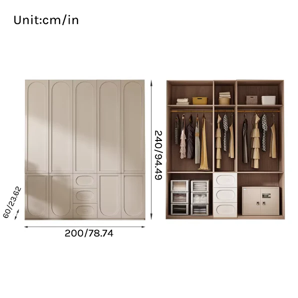 Louvre  Series - 2m Grand Bedroom Wardrobe - French Cream Style 2m Luxury Closet System