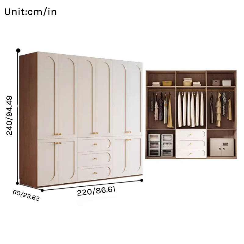 Louvre  Series - 2.2m Bedroom Wardrobe - Grand French Cream Style 2.2m Wall-to-Wall Closet