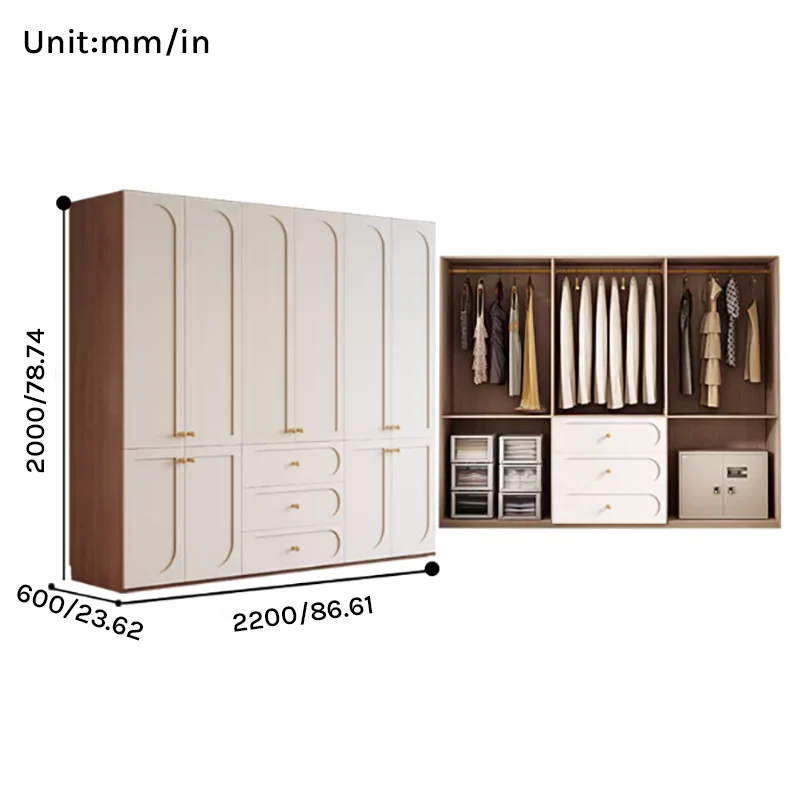 Louvre  Series - 2200mm Bedroom Wardrobe - Grand French Cream Style 2200mm Wall-to-Wall Closet