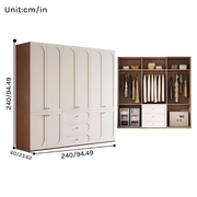 Louvre  Series - 2.4m Bedroom Wardrobe System - French Cream Style 2.4m Full-Wall Closet
