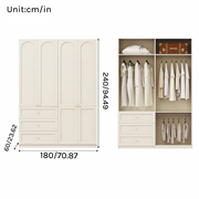 Lune Series - 1.8m Master Bedroom Wardrobe - Grand French Cream Style Extra Large Closet