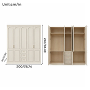 Lune Series - 2m Grand Bedroom Wardrobe - French Cream Style 2m Luxury Closet System