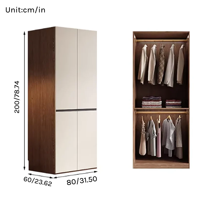 Aura Series - 0.8m Compact Handleless Wardrobe - Scandinavian Minimalist White Closet