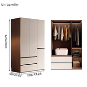 Aura Series - 1.2m Modern Handleless Wardrobe - Geometric White Wood Grain Minimalist Closet