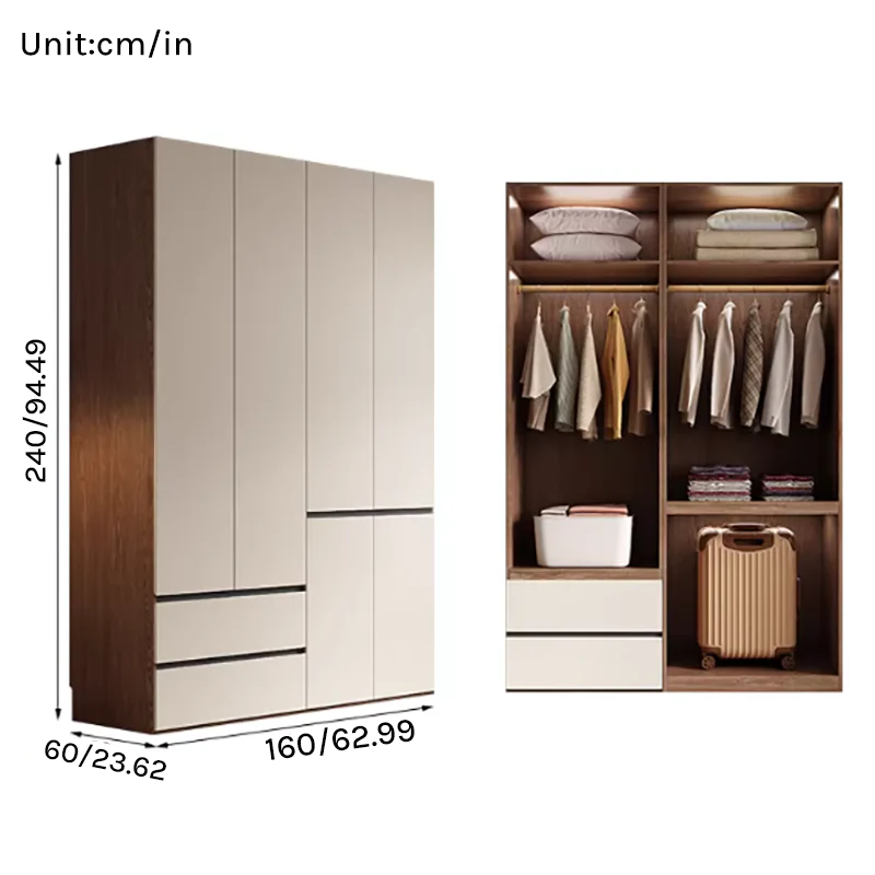 Aura Series - 1.6m Master Bedroom Wardrobe - Modern Handleless Geometric White Closet