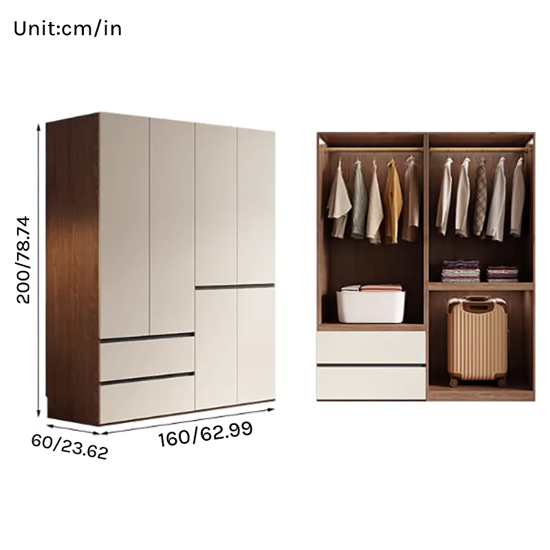 Aura Series - 1.6m Master Bedroom Wardrobe - Modern Handleless Geometric White Closet