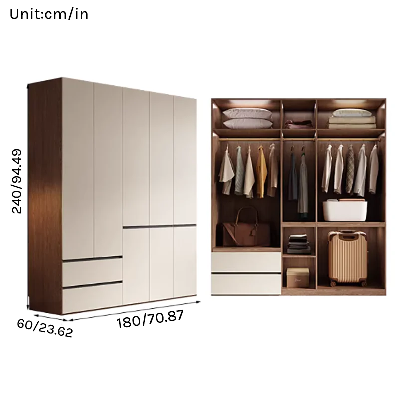Aura Series - 1.8m Master Bedroom Wardrobe - Extra Large Geometric Handleless Closet