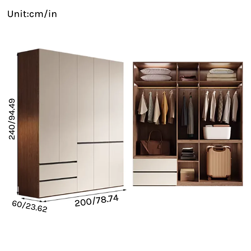 Aura Series - 2m Grand Modern Wardrobe - Handleless Geometric White Closet System