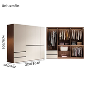 Aura Series - 2.2m Grand Modern Wardrobe - Handleless Geometric White Closet System