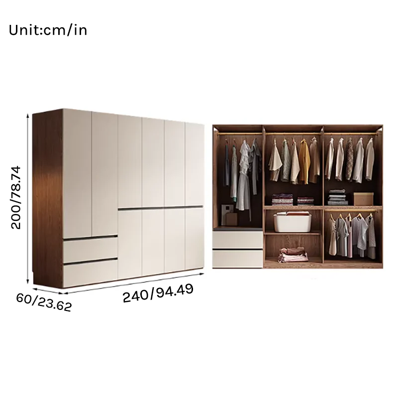 Aura Series - 2.4m Full-Wall Wardrobe - Modern Handleless Geometric White Closet System