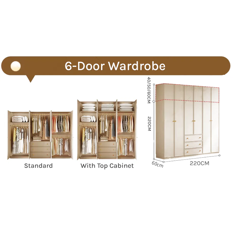 Flex Series - 2.2m Grand Modular Wardrobe - Customizable 2.2m Wall-to-Wall Closet with Top Cabinets
